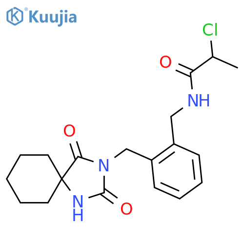 2-Chloro-N-[[2-[(2,4-dioxo-1,3-diazaspiro[4.5]decan-3-yl)methyl]phenyl]methyl]propanamide structure