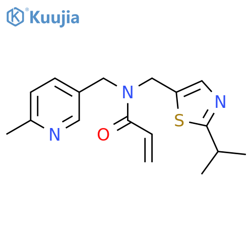 N-[(6-Methylpyridin-3-yl)methyl]-N-[(2-propan-2-yl-1,3-thiazol-5-yl)methyl]prop-2-enamide structure