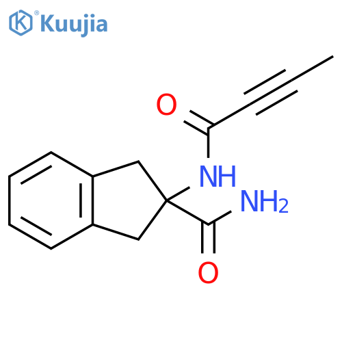 2,3-Dihydro-2-[(1-oxo-2-butyn-1-yl)amino]-1H-indene-2-carboxamide structure