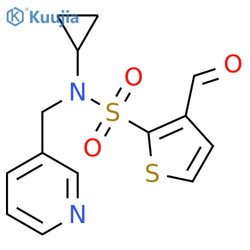 N-cyclopropyl-3-formyl-N-[(pyridin-3-yl)methyl]thiophene-2-sulfonamide structure