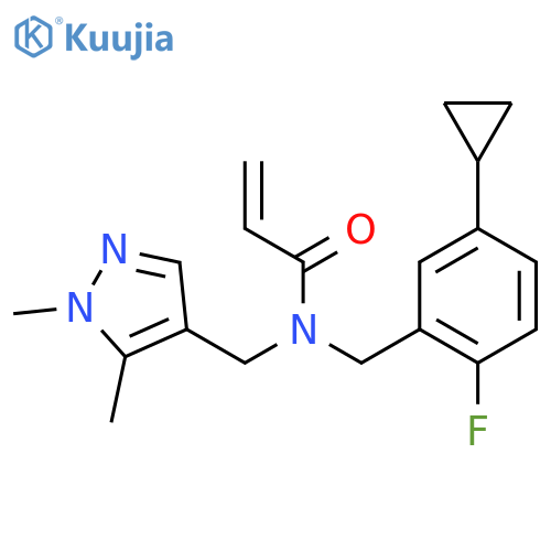 N-[(5-Cyclopropyl-2-fluorophenyl)methyl]-N-[(1,5-dimethylpyrazol-4-yl)methyl]prop-2-enamide structure