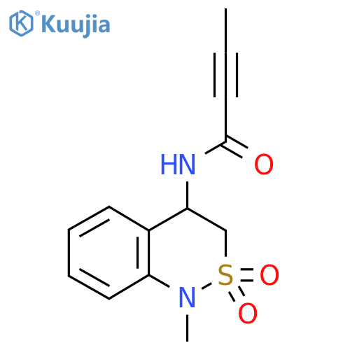 N-(1-methyl-2,2-dioxo-3,4-dihydro-1H-2lambda6,1-benzothiazin-4-yl)but-2-ynamide structure