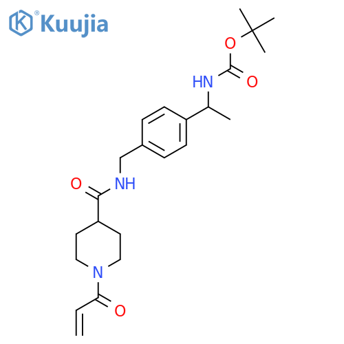 tert-butyl N-{1-[4-({[1-(prop-2-enoyl)piperidin-4-yl]formamido}methyl)phenyl]ethyl}carbamate structure