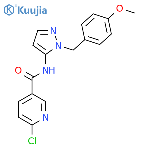 6-chloro-N-{1-[(4-methoxyphenyl)methyl]-1H-pyrazol-5-yl}pyridine-3-carboxamide structure