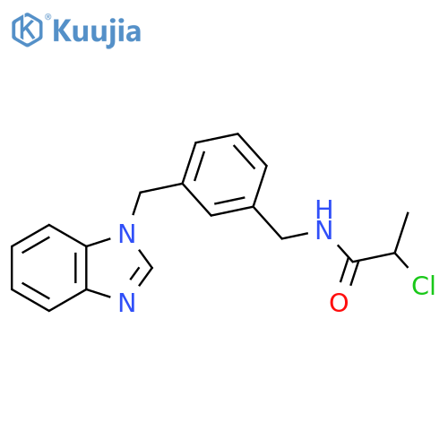 N-({3-[(1H-1,3-benzodiazol-1-yl)methyl]phenyl}methyl)-2-chloropropanamide structure
