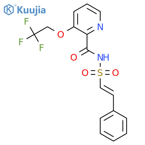 N-(2-phenylethenesulfonyl)-3-(2,2,2-trifluoroethoxy)pyridine-2-carboxamide structure