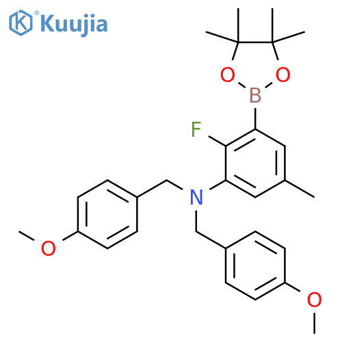 2-Fluoro-N,N-bis(4-methoxybenzyl)-5-methyl-3-(4,4,5,5-tetramethyl-1,3,2-dioxaborolan-2-yl)aniline structure
