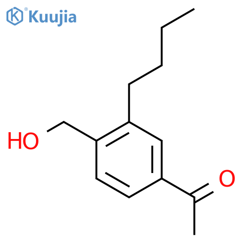 1-3-butyl-4-(hydroxymethyl)phenylethan-1-one structure