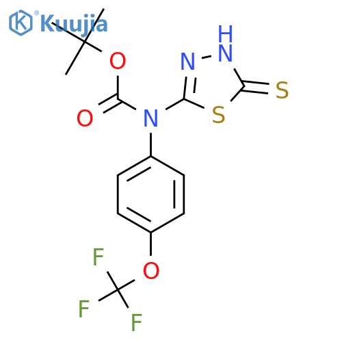 tert-butyl N-(5-sulfanyl-1,3,4-thiadiazol-2-yl)-N-4-(trifluoromethoxy)phenylcarbamate structure
