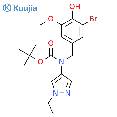 tert-butyl N-(3-bromo-4-hydroxy-5-methoxyphenyl)methyl-N-(1-ethyl-1H-pyrazol-4-yl)carbamate structure