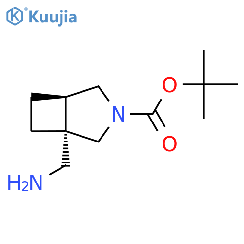 rac-tert-butyl (1R,5S)-1-(aminomethyl)-3-azabicyclo[3.2.0]heptane-3-carboxylate structure
