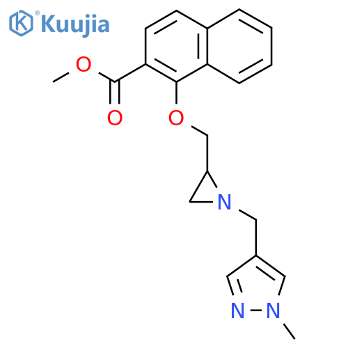 Methyl 1-[[1-[(1-methylpyrazol-4-yl)methyl]aziridin-2-yl]methoxy]naphthalene-2-carboxylate structure