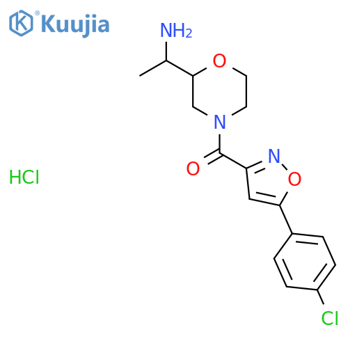 [2-(1-Aminoethyl)morpholin-4-yl]-[5-(4-chlorophenyl)-1,2-oxazol-3-yl]methanone;hydrochloride structure
