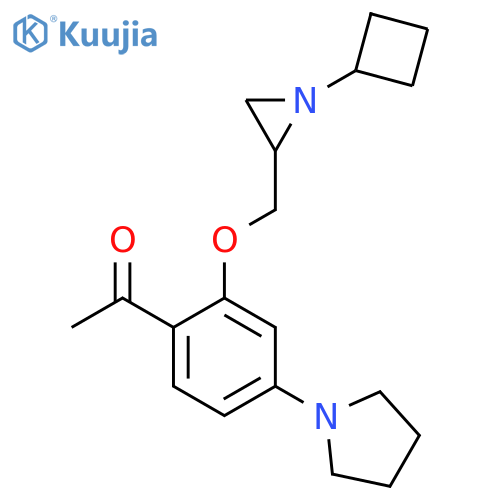 1-[2-[(1-Cyclobutylaziridin-2-yl)methoxy]-4-pyrrolidin-1-ylphenyl]ethanone structure