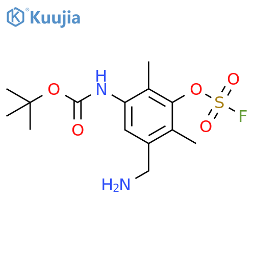 tert-butyl N-5-(aminomethyl)-3-(fluorosulfonyl)oxy-2,4-dimethylphenylcarbamate structure