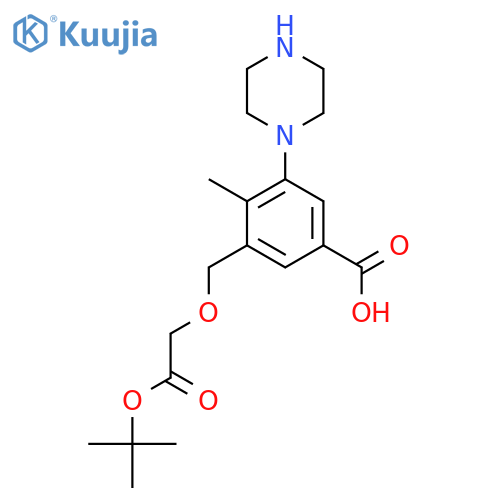 3-{[2-(Tert-butoxy)-2-oxoethoxy]methyl}-4-methyl-5-(piperazin-1-yl)benzoic acid structure