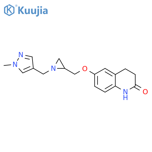 6-[[1-[(1-Methylpyrazol-4-yl)methyl]aziridin-2-yl]methoxy]-3,4-dihydro-1H-quinolin-2-one structure