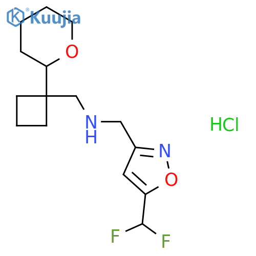 {5-(difluoromethyl)-1,2-oxazol-3-ylmethyl}({1-(oxan-2-yl)cyclobutylmethyl})amine hydrochloride structure