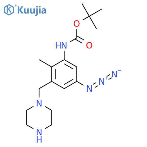 tert-butyl N-{5-azido-2-methyl-3-(piperazin-1-yl)methylphenyl}carbamate structure
