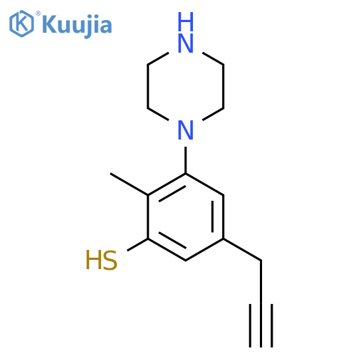 2-Methyl-3-(piperazin-1-yl)-5-(prop-2-yn-1-yl)benzene-1-thiol structure