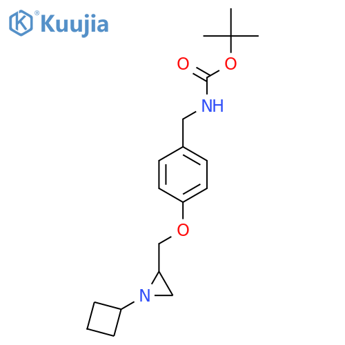Tert-butyl N-[[4-[(1-cyclobutylaziridin-2-yl)methoxy]phenyl]methyl]carbamate structure