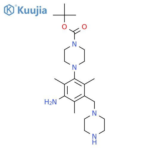 Tert-butyl 4-{3-amino-2,4,6-trimethyl-5-[(piperazin-1-yl)methyl]phenyl}piperazine-1-carboxylate structure