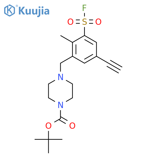 tert-butyl 4-{5-ethynyl-3-(fluorosulfonyl)-2-methylphenylmethyl}piperazine-1-carboxylate structure