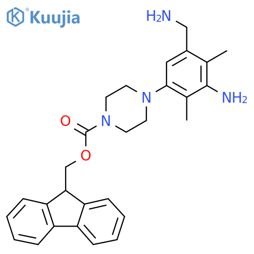 (9H-fluoren-9-yl)methyl 4-3-amino-5-(aminomethyl)-2,4-dimethylphenylpiperazine-1-carboxylate structure
