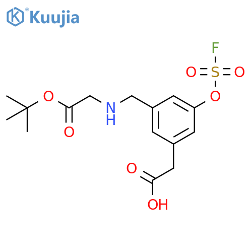 2-[3-({[2-(Tert-butoxy)-2-oxoethyl]amino}methyl)-5-[(fluorosulfonyl)oxy]phenyl]acetic acid structure