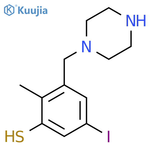 5-iodo-2-methyl-3-(piperazin-1-yl)methylbenzene-1-thiol structure