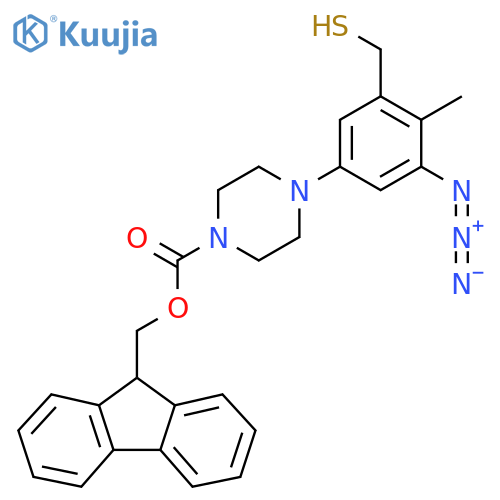 (9H-fluoren-9-yl)methyl 4-3-azido-4-methyl-5-(sulfanylmethyl)phenylpiperazine-1-carboxylate structure