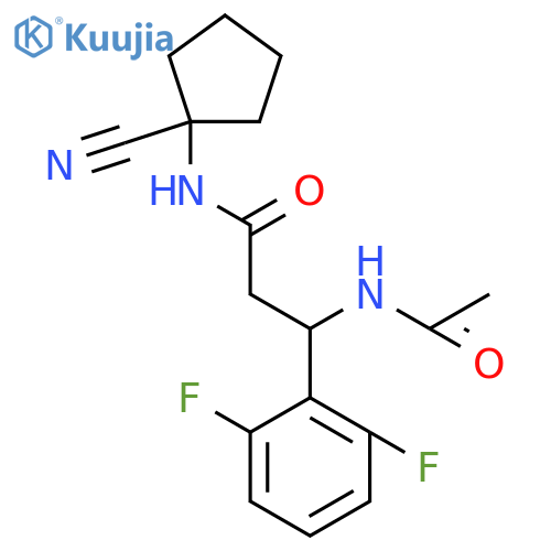 3-Acetamido-N-(1-cyanocyclopentyl)-3-(2,6-difluorophenyl)propanamide structure