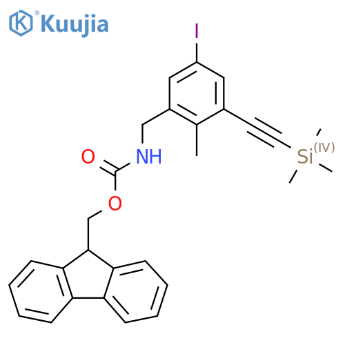 (9H-fluoren-9-yl)methyl N-({5-iodo-2-methyl-3-2-(trimethylsilyl)ethynylphenyl}methyl)carbamate structure