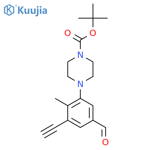 Tert-butyl 4-(3-ethynyl-5-formyl-2-methylphenyl)piperazine-1-carboxylate structure