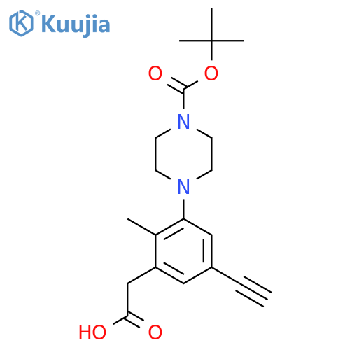 2-(3-{4-(tert-butoxy)carbonylpiperazin-1-yl}-5-ethynyl-2-methylphenyl)acetic acid structure