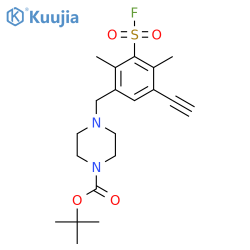 Tert-butyl 4-{[5-ethynyl-3-(fluorosulfonyl)-2,4-dimethylphenyl]methyl}piperazine-1-carboxylate structure