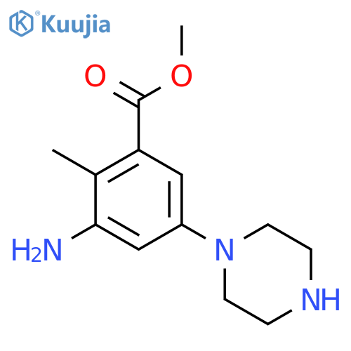 Methyl 3-amino-2-methyl-5-(piperazin-1-yl)benzoate structure