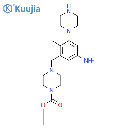 Tert-butyl 4-{[5-amino-2-methyl-3-(piperazin-1-yl)phenyl]methyl}piperazine-1-carboxylate structure