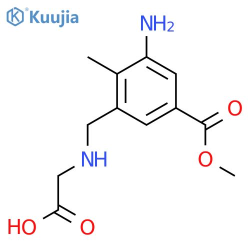 2-({3-amino-5-(methoxycarbonyl)-2-methylphenylmethyl}amino)acetic acid structure