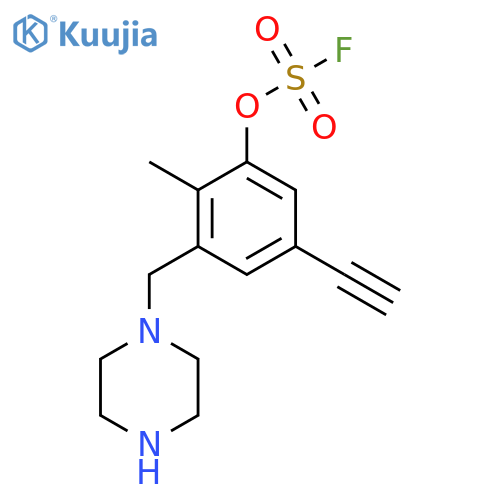 5-Ethynyl-2-methyl-3-[(piperazin-1-yl)methyl]phenyl sulfurofluoridate structure