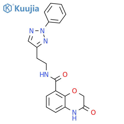 3-oxo-N-2-(2-phenyl-2H-1,2,3-triazol-4-yl)ethyl-3,4-dihydro-2H-1,4-benzoxazine-8-carboxamide structure