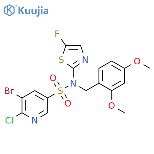 3-Pyridinesulfonamide, 5-bromo-6-chloro-N-[(2,4-dimethoxyphenyl)methyl]-N-(5-fluoro-2-thiazolyl)- structure