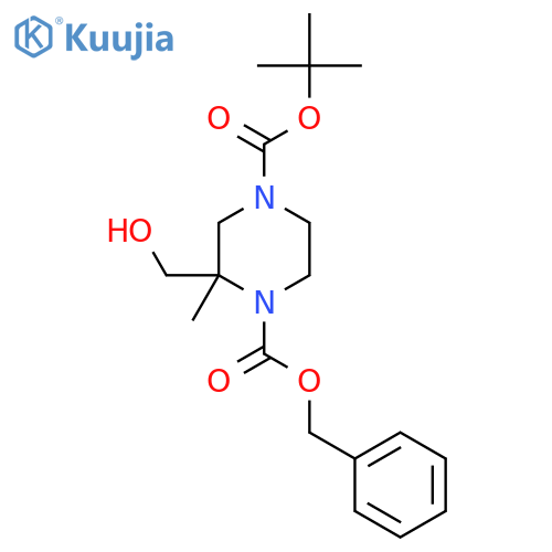 1-Benzyl 4-tert-butyl 2-(hydroxymethyl)-2-methylpiperazine-1,4-dicarboxylate structure