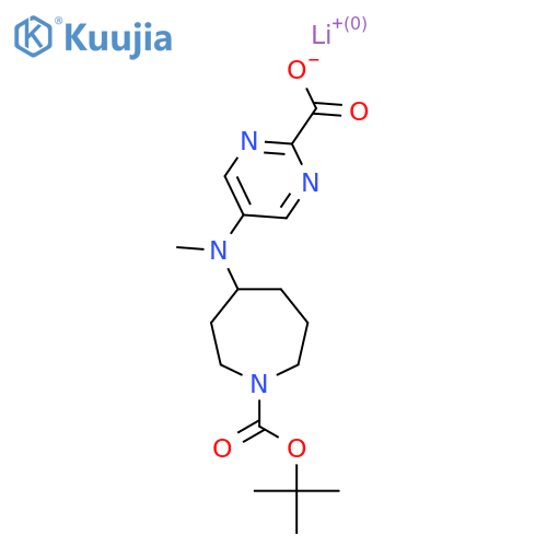Lithium(1+) ion 5-({1-[(tert-butoxy)carbonyl]azepan-4-yl}(methyl)amino)pyrimidine-2-carboxylate structure