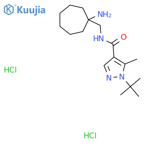 N-(1-aminocycloheptyl)methyl-1-tert-butyl-5-methyl-1H-pyrazole-4-carboxamide dihydrochloride structure