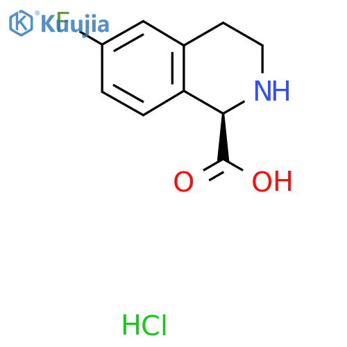 (1R)-6-fluoro-1,2,3,4-tetrahydroisoquinoline-1-carboxylic acid hydrochloride structure