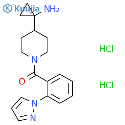 1-{1-2-(1H-pyrazol-1-yl)benzoylpiperidin-4-yl}cyclopropan-1-amine dihydrochloride structure