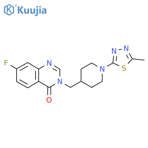 7-Fluoro-3-{[1-(5-methyl-1,3,4-thiadiazol-2-yl)piperidin-4-yl]methyl}-3,4-dihydroquinazolin-4-one structure