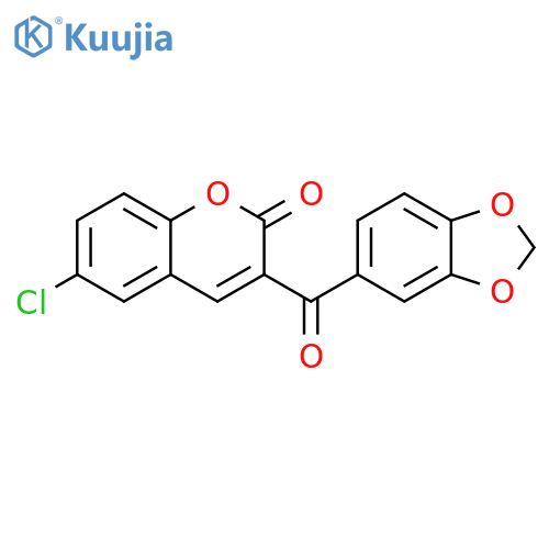 3-(2H-1,3-benzodioxole-5-carbonyl)-6-chloro-2H-chromen-2-one structure