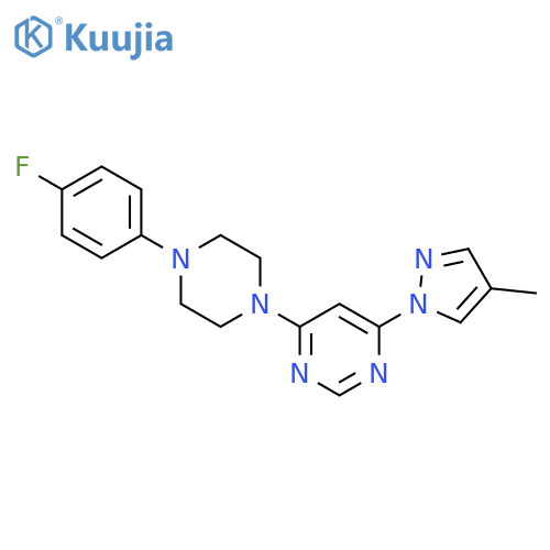 4-[4-(4-fluorophenyl)piperazin-1-yl]-6-(4-methyl-1H-pyrazol-1-yl)pyrimidine structure